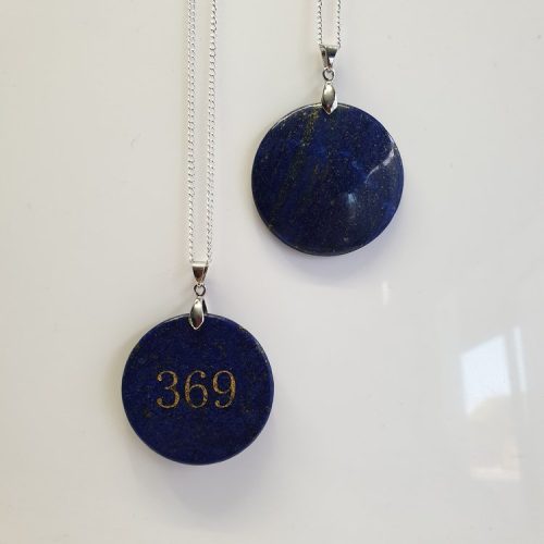Lapis Lazuli - '369' Gold Engraved Pendant, Aurelia Bio-Scalar Wave Charged